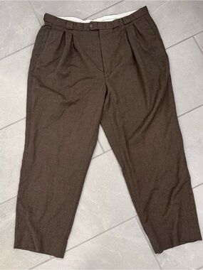 Bachrach Brown Wool Pleated Men's Dress Pants